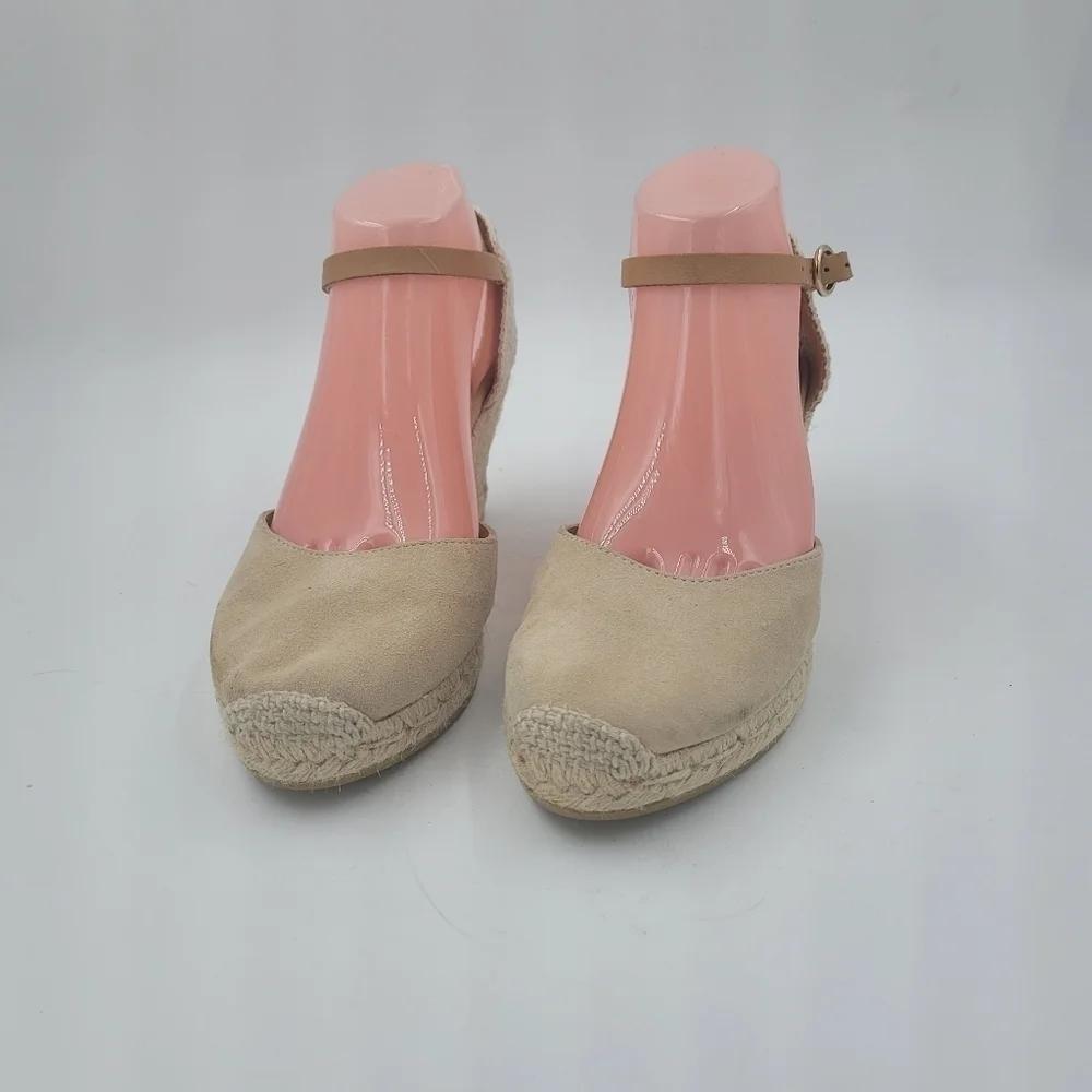 Kanna Laura espadrille wedge sandals suede and hemp size 9 new